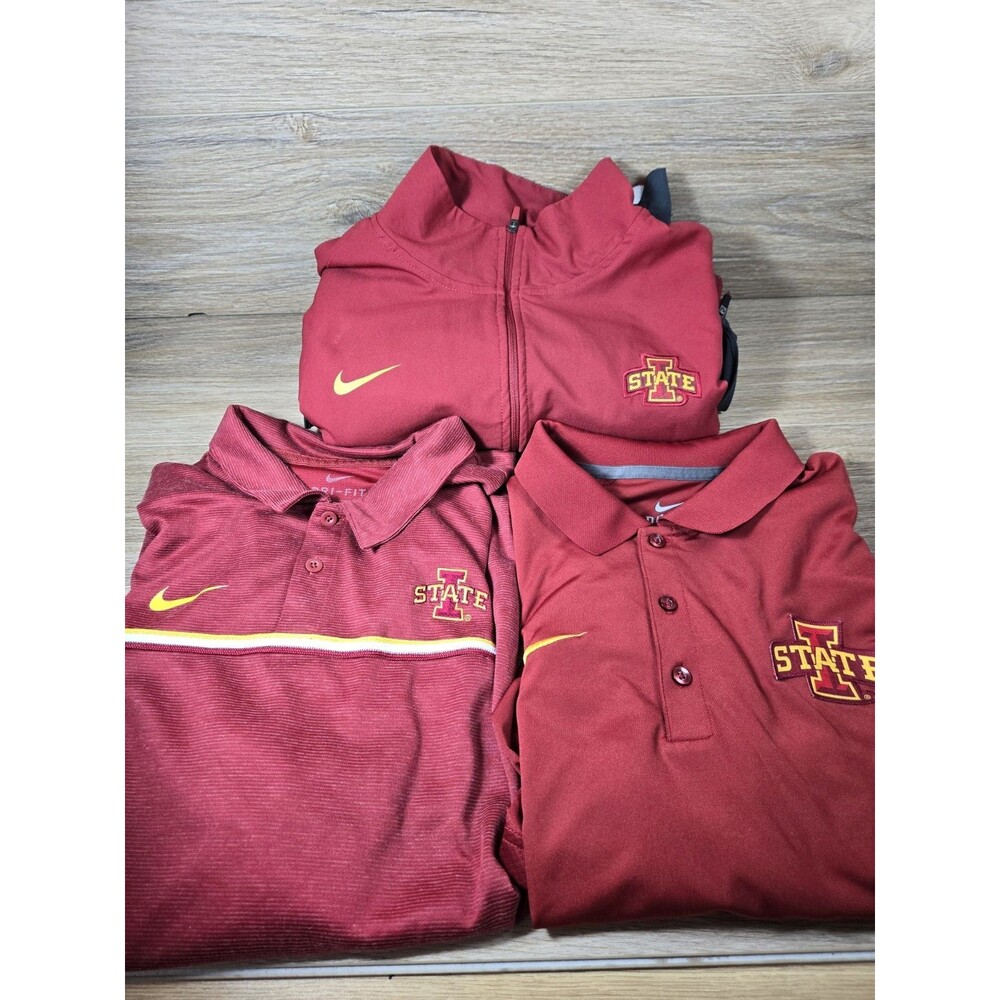 Nike Iowa State Cyclones - Team Lot Men's Full Zip and 2 Polo Dri Fit Size LARGE